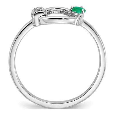 14K White Gold 1/15 ct tw Emerald & Diamond Circle Ring – view 2
