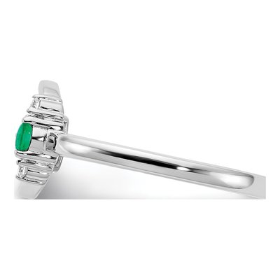 14K White Gold 1/15 ct tw Emerald & Diamond Circle Ring – view 3