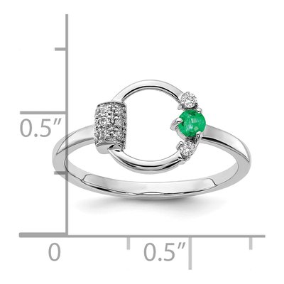 14K White Gold 1/15 ct tw Emerald & Diamond Circle Ring – view 5