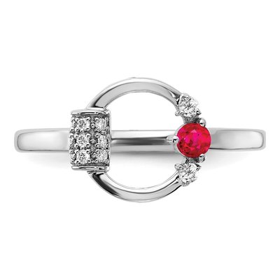 14K White Gold 1/15 ct tw Ruby & Diamond Circle Ring – view 4