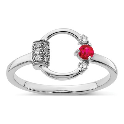 14K White Gold 1/15 ct tw Ruby & Diamond Circle Ring
