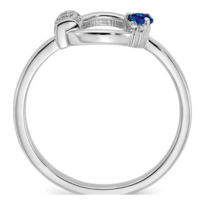 14K White Gold 1/15 ct tw Lab-Created Sapphire & Diamond Circle Ring – view 2