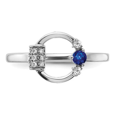 14K White Gold 1/15 ct tw Lab-Created Sapphire & Diamond Circle Ring – view 4