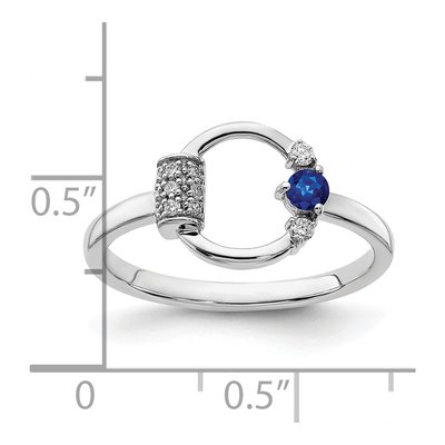 14K White Gold 1/15 ct tw Lab-Created Sapphire & Diamond Circle Ring – view 5