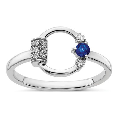 14K White Gold 1/15 ct tw Lab-Created Sapphire & Diamond Circle Ring