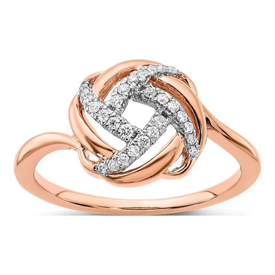 14K Rose Gold 1/8 ct tw Diamond Love Knot Ring