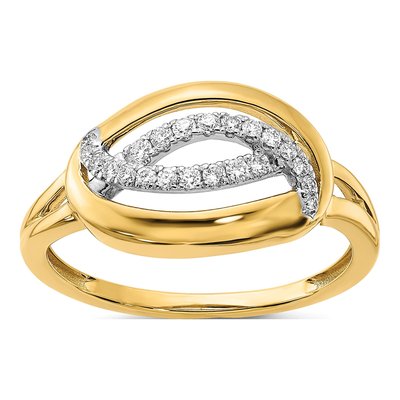 14K Yellow Gold Diamond Oval Ring