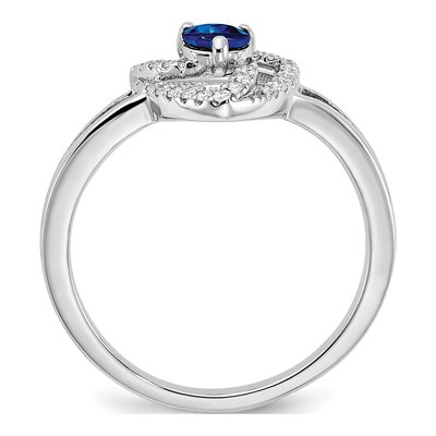 14K White Gold 1/8 ct tw Sapphire & Diamond Round Triangle Ring – view 3