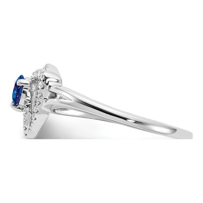14K White Gold 1/8 ct tw Sapphire & Diamond Round Triangle Ring – view 4