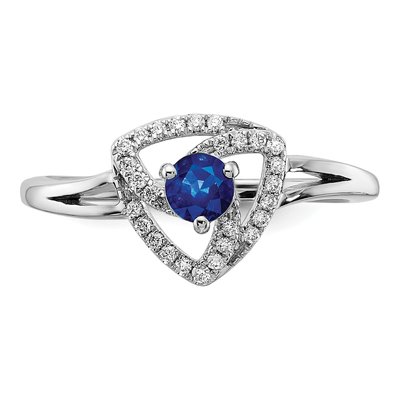 14K White Gold 1/8 ct tw Sapphire & Diamond Round Triangle Ring – view 5