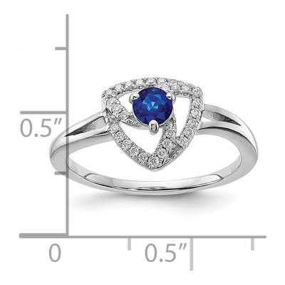 14K White Gold 1/8 ct tw Sapphire & Diamond Round Triangle Ring – view 6