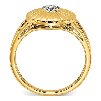 14K Yellow Gold 1/15 ct tw Diamond Flower Ring – view 2