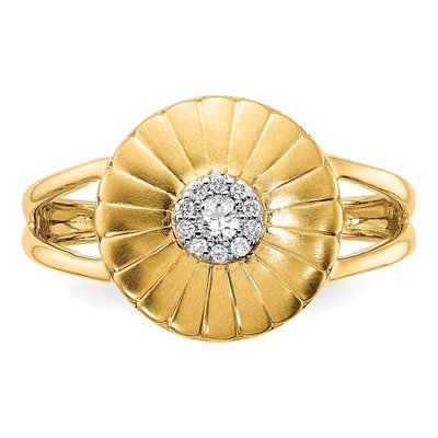 14K Yellow Gold 1/15 ct tw Diamond Flower Ring – view 4