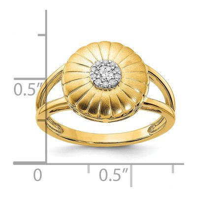 14K Yellow Gold 1/15 ct tw Diamond Flower Ring – view 5