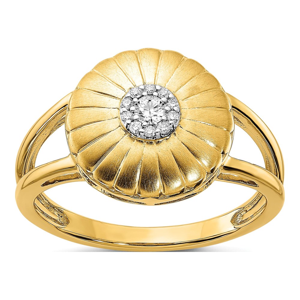 14K Yellow Gold Diamond Flower Ring, 1/15 Carat