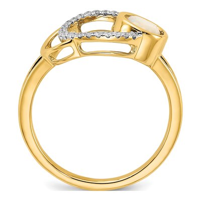 14K Yellow Gold 1/10 ct tw Opal & Diamond Circle Ring – view 2