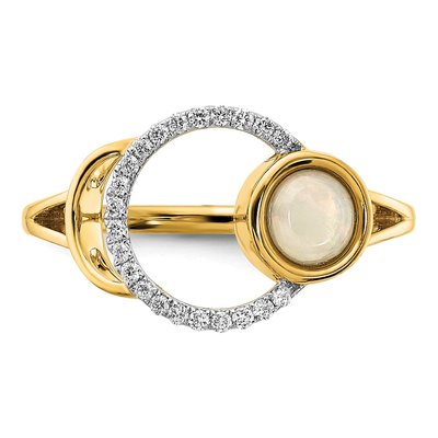 14K Yellow Gold 1/10 ct tw Opal & Diamond Circle Ring – view 4
