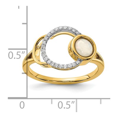 14K Yellow Gold 1/10 ct tw Opal & Diamond Circle Ring – view 5
