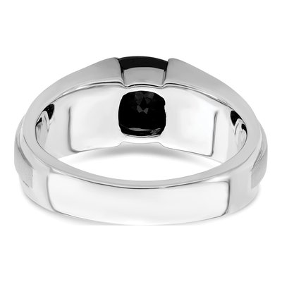 Men's 14K White Gold 1/20 ct tw Onyx & Diamond Cushion Ring – view 6