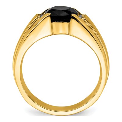 Men's 14K Yellow Gold 1/20 ct tw Onyx & Diamond Cushion Ring – view 3