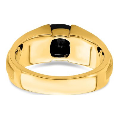 Men's 14K Yellow Gold 1/20 ct tw Onyx & Diamond Cushion Ring – view 6