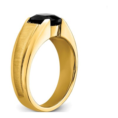 Men's 14K Yellow Gold 1/20 ct tw Onyx & Diamond Cushion Ring – view 7