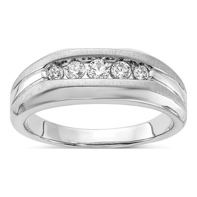 Men's 14K White Gold 1/3 ct tw Lab-Grown Diamond Five Ring