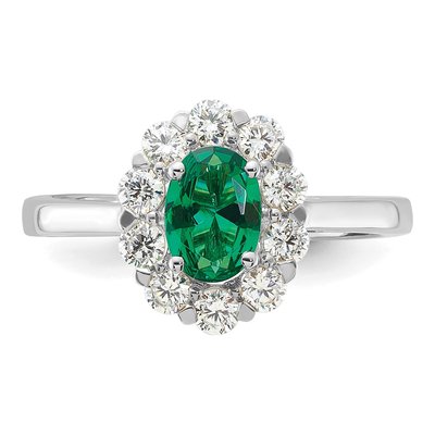 10K White Gold 5/8 ct tw Lab-Created Emerald & Lab-Grown Diamond Oval Fashion Ring – view 6
