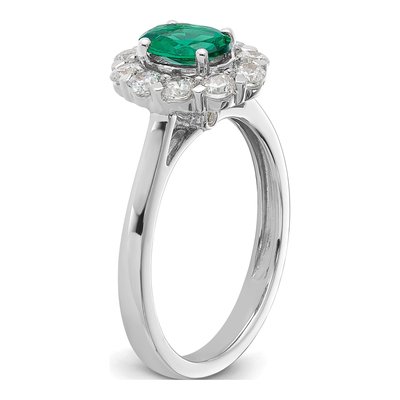 10K White Gold 5/8 ct tw Lab-Created Emerald & Lab-Grown Diamond Oval Fashion Ring – view 8