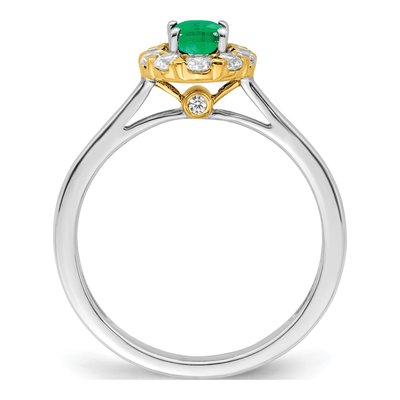 14K Two-Tone Gold 5/8 ct tw Lab-Created Emerald & Lab-Grown Diamond Halo Ring – view 3