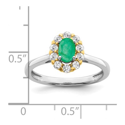 14K Two-Tone Gold 5/8 ct tw Lab-Created Emerald & Lab-Grown Diamond Halo Ring – view 4