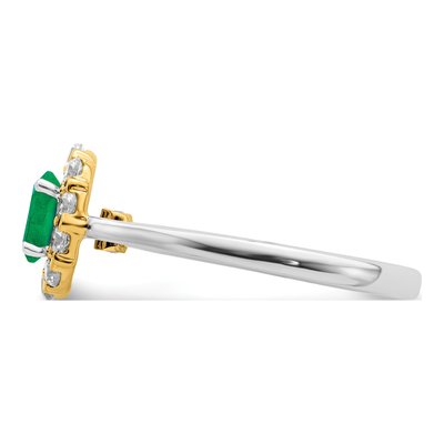 14K Two-Tone Gold 5/8 ct tw Lab-Created Emerald & Lab-Grown Diamond Halo Ring – view 5