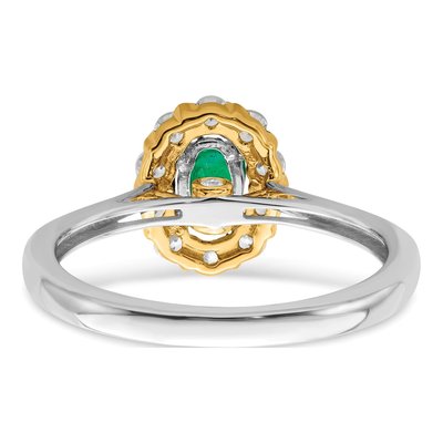 14K Two-Tone Gold 5/8 ct tw Lab-Created Emerald & Lab-Grown Diamond Halo Ring – view 7