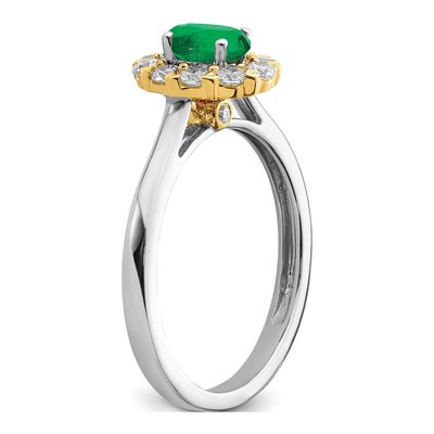 14K Two-Tone Gold 5/8 ct tw Lab-Created Emerald & Lab-Grown Diamond Halo Ring – view 8
