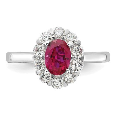 10K White Gold 5/8 ct tw Lab-Created Ruby & Lab-Grown Diamond Oval Fashion Ring – view 5