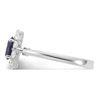10K White Gold 5/8 ct tw Lab-Created Sapphire & Lab-Grown Diamond Oval Fashion Ring – view 3