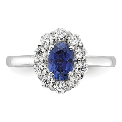 10K White Gold 5/8 ct tw Lab-Created Sapphire & Lab-Grown Diamond Oval Fashion Ring – view 4