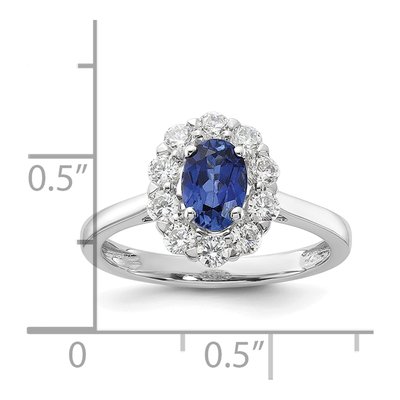 10K White Gold 5/8 ct tw Lab-Created Sapphire & Lab-Grown Diamond Oval Fashion Ring – view 7