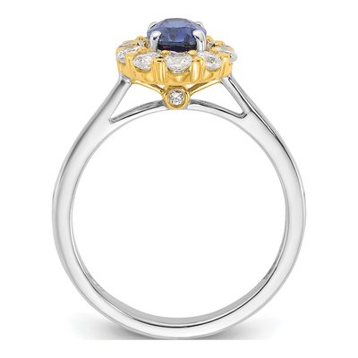 14K Two-Tone Gold 5/8 ct tw Lab-Created Sapphire & Lab-Grown Diamond Halo Ring – view 3