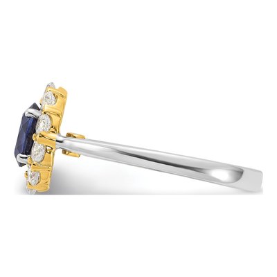14K Two-Tone Gold 5/8 ct tw Lab-Created Sapphire & Lab-Grown Diamond Halo Ring – view 4