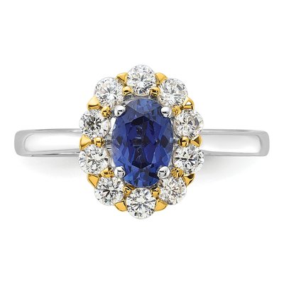 14K Two-Tone Gold 5/8 ct tw Lab-Created Sapphire & Lab-Grown Diamond Halo Ring – view 5