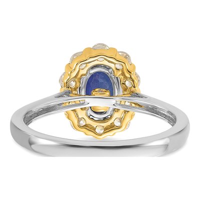 14K Two-Tone Gold 5/8 ct tw Lab-Created Sapphire & Lab-Grown Diamond Halo Ring – view 6