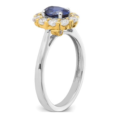 14K Two-Tone Gold 5/8 ct tw Lab-Created Sapphire & Lab-Grown Diamond Halo Ring – view 7