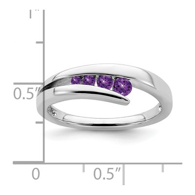 10K White Gold Amethyst Graduated 4-Stone Ring – view 3