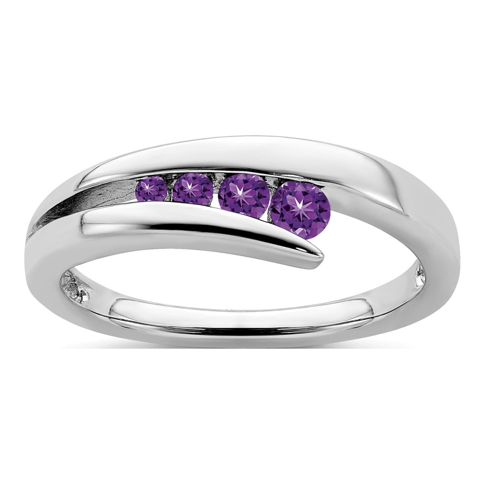 10K White Gold Amethyst Graduated 4-Stone Ring