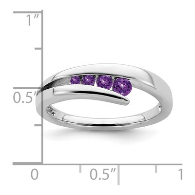 14K White Gold Amethyst Graduated 4-Stone Ring – view 4