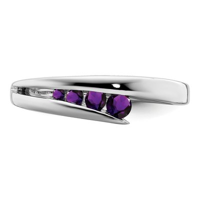 14K White Gold Amethyst Graduated 4-Stone Ring – view 6