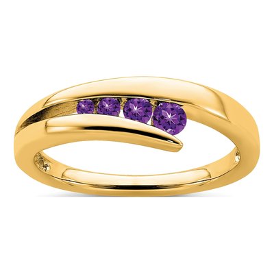 14K Yellow Gold Amethyst Graduated 4-Stone Ring