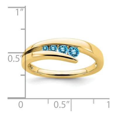 10K Yellow Gold Swiss Blue Topaz Graduated 4-Stone Ring – view 4