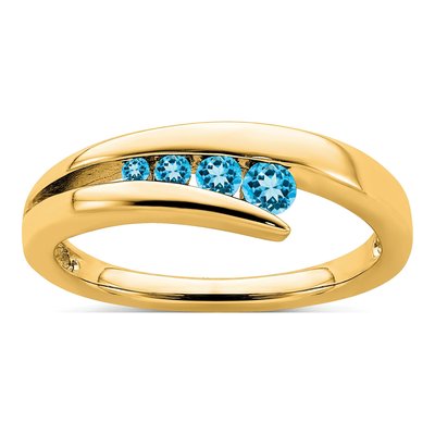 10K Yellow Gold Swiss Blue Topaz Graduated 4-Stone Ring